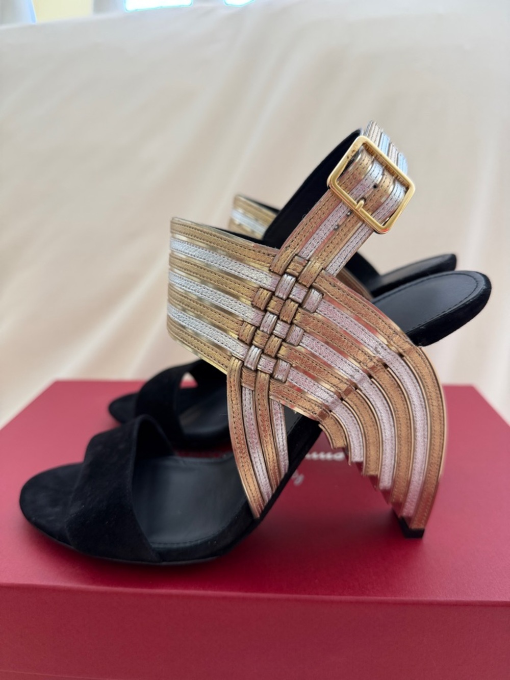 Salvatore Ferragamo Lenny Ankle Strap High Heel Sandals - Picture 8 of 14